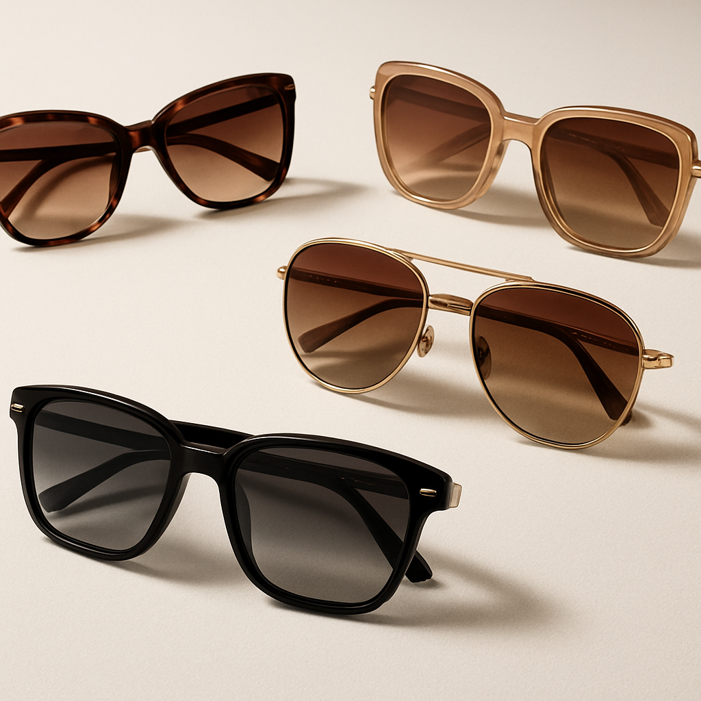 Stylish designer sunglasses collection with UV protection lenses